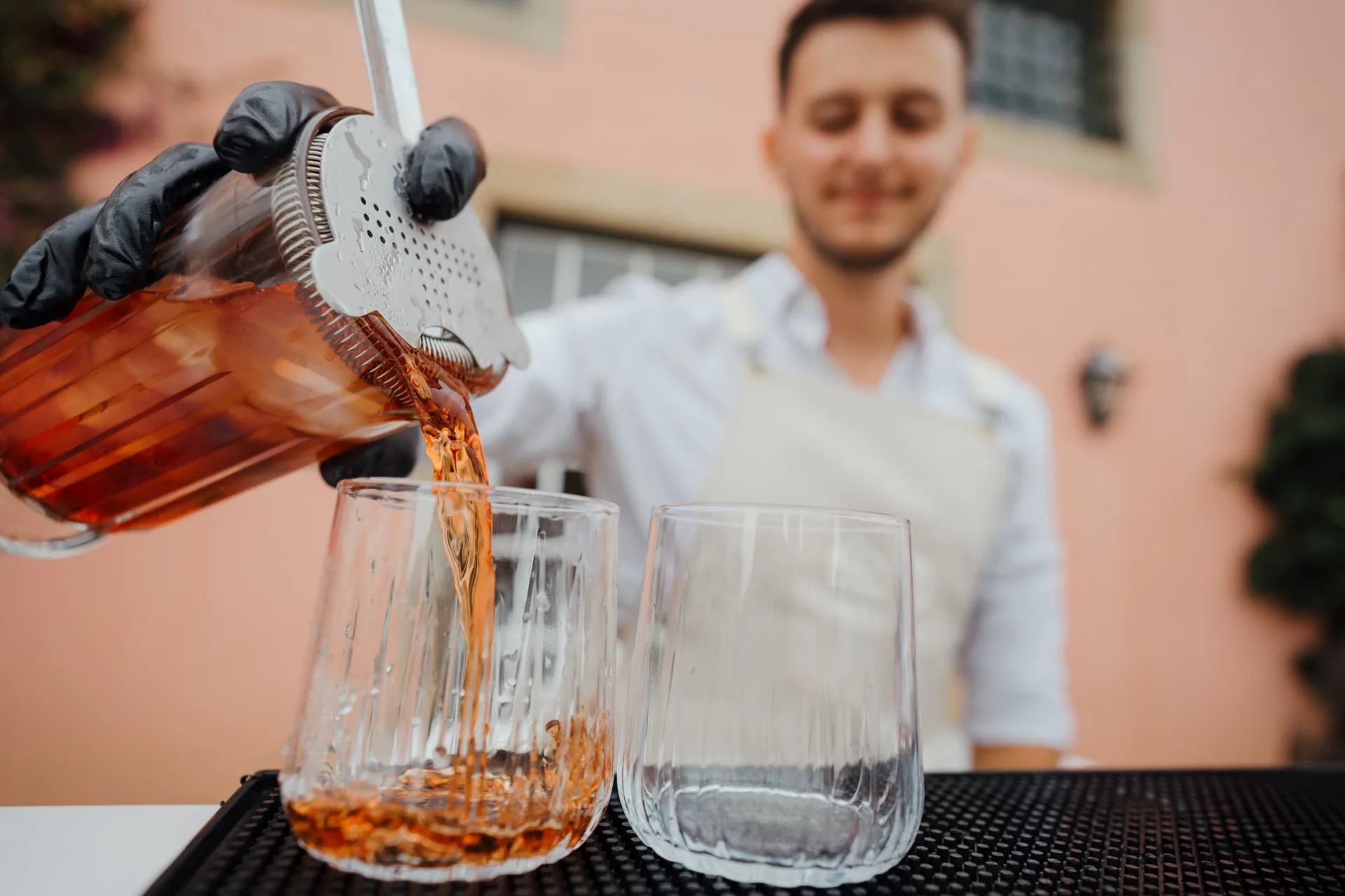 A freshly prepared cocktail at the bar